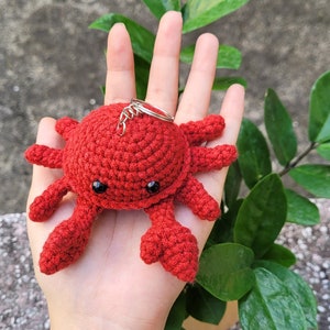 Sea animals crochet, Turtle crochet, Shark keychain, Jellyfish keychain, whale keychain, Crab keychain, montessori toys, Birthday gift Crab