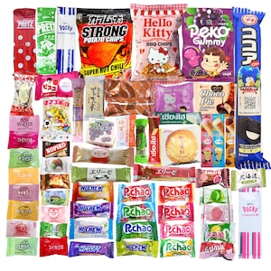 Best Asian Exclusive Exotic Snack Box 60 PC Full-Sized and Mini Tasters | Popular Japanese Korean Chinese Snacks and Candies