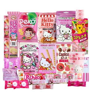 Pink Theme Full Size Asian Exotic Snack Box | Best Popular International Snack and Candy from Japan and Korea | Perfect for Gifting, Event