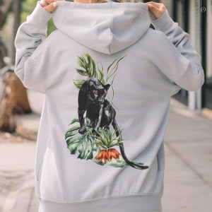 Black Panther Hoodie, Jungle Animal Hoodie, Retro Animal Print Hoodie, Vintage Panther Art Hoodie, Boho Style Animal Hoodie