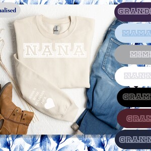 Custom Grandma Sweatshirt, Grandma Heart Sweat, Grandkids Name Shirt, Gift For Grandma, Nana Crewneck, Nanny Sweater, Grammy Sweatshirt