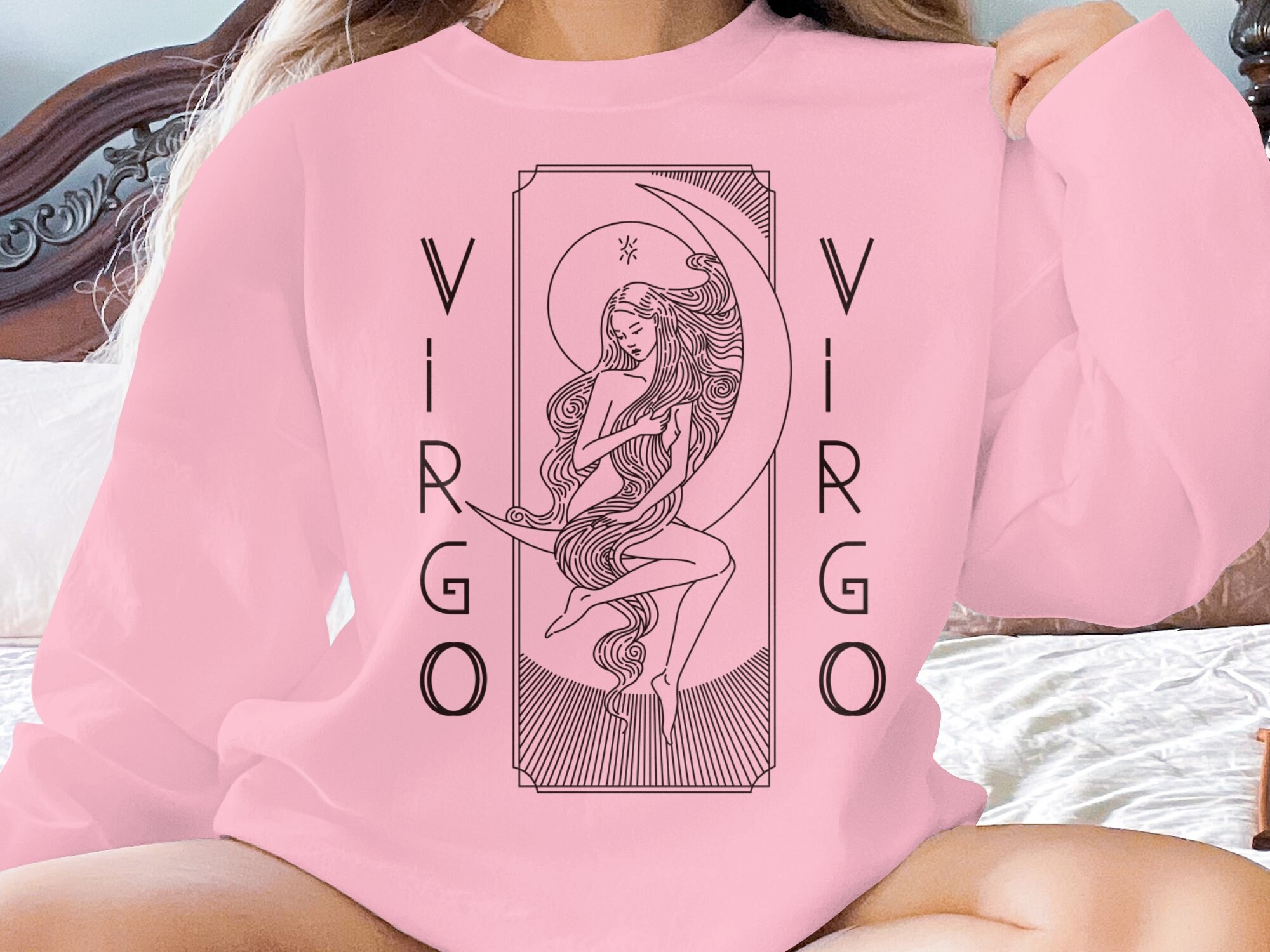 Virgo Astrology Front Print Sweatshirt, Astrology Sweatshirt