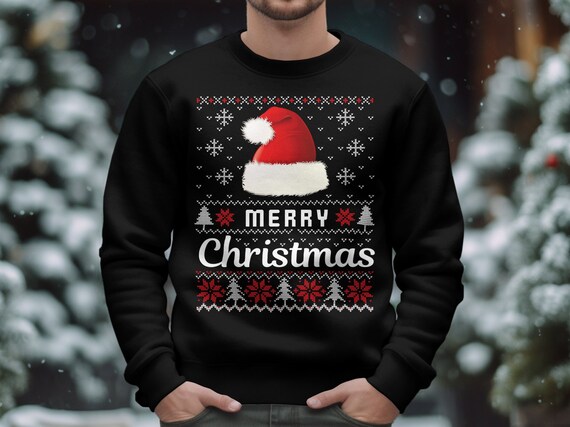 Santa Hat Ugly Christmas Sweater Xmas Sweatshirt Sasquatch Sweater Funny Shirt Christmas Gift Sweatshirt Gift Man women Etsy