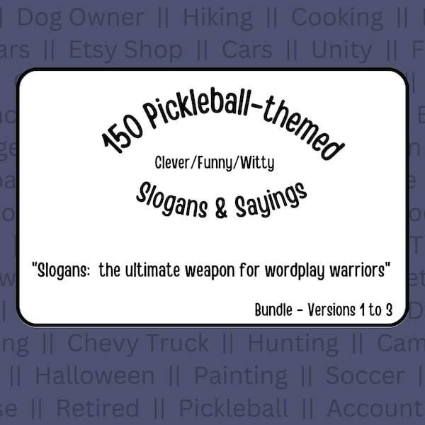 Pickleball Bundle | SloganSavvy | Slogans | Funny | Witty | Pickleball | Pickleball Player gift | Pickleball shirt | Funny shirt | Quotes