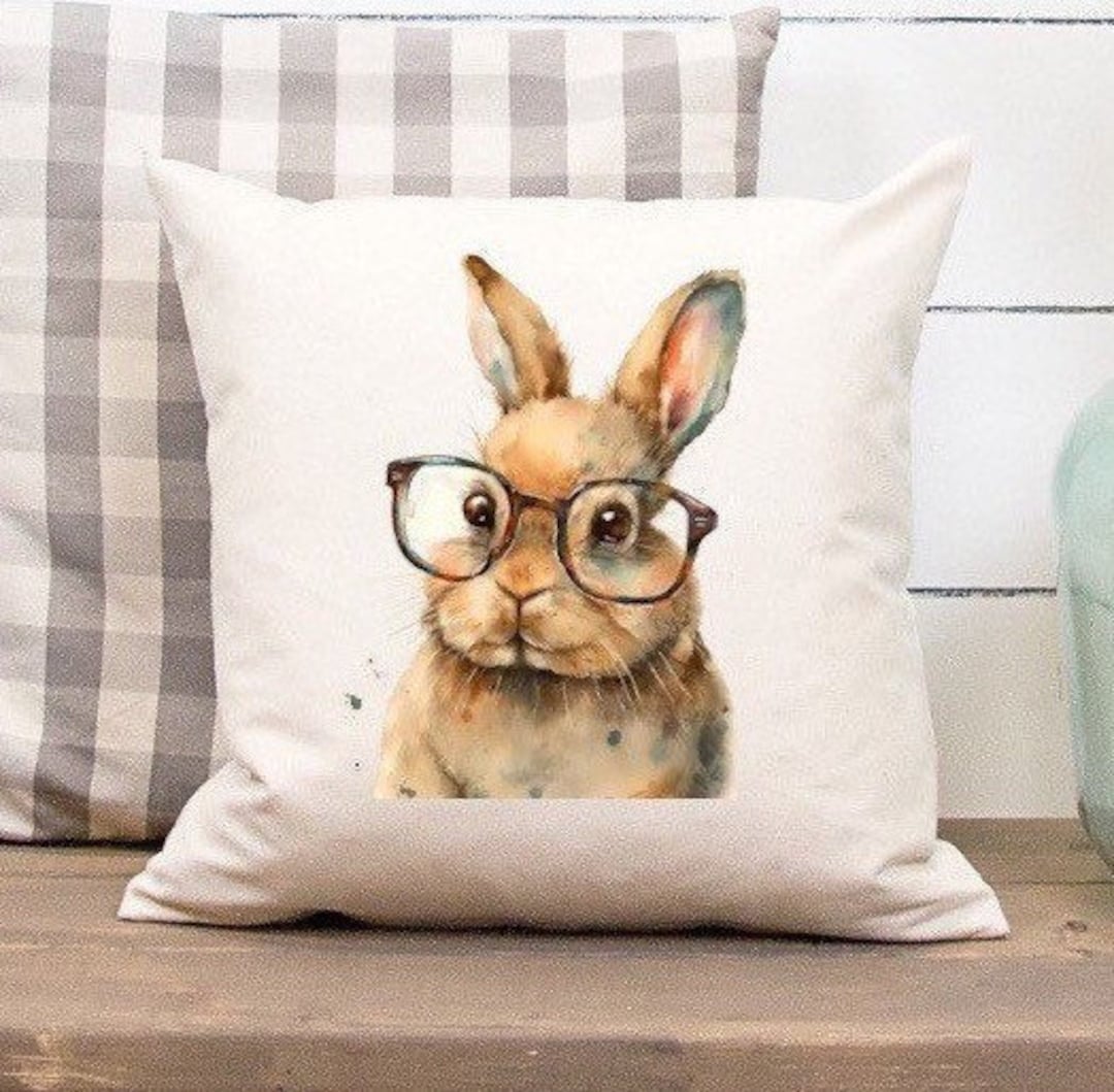 Bunny Pillow Cover, Spring Home Decor, Easter Pillow, Bunny With