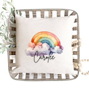 Rainbow Pillow Cover With Child Name, Personalized Children’s Pillow, Kids Bedroom Decor, Kids Decor, Nursery Decor, Name Gift, Baby Gift