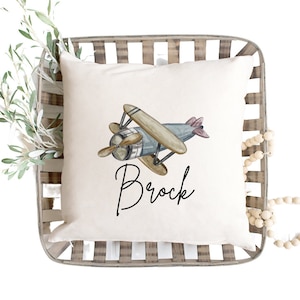 Airplane Pillow Cover With Child Name, Personalized Children’s Pillow, Kids Bedroom Decor, Kids Decor, Nursery Decor, Name Gift, Baby Gift