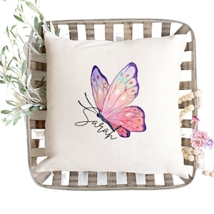 Butterfly Pillow Cover With Child Name, Personalized Children’s Pillow, Kids Bedroom Decor, Kids Decor, Nursery Decor, Name Gift, Baby Gift