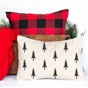 Fodera per cuscino moderna per albero di Natale 12x16" Decorazioni per albero di pino di Natale nero Cuscini lombari natalizi Cuscini decorativi per le vacanze