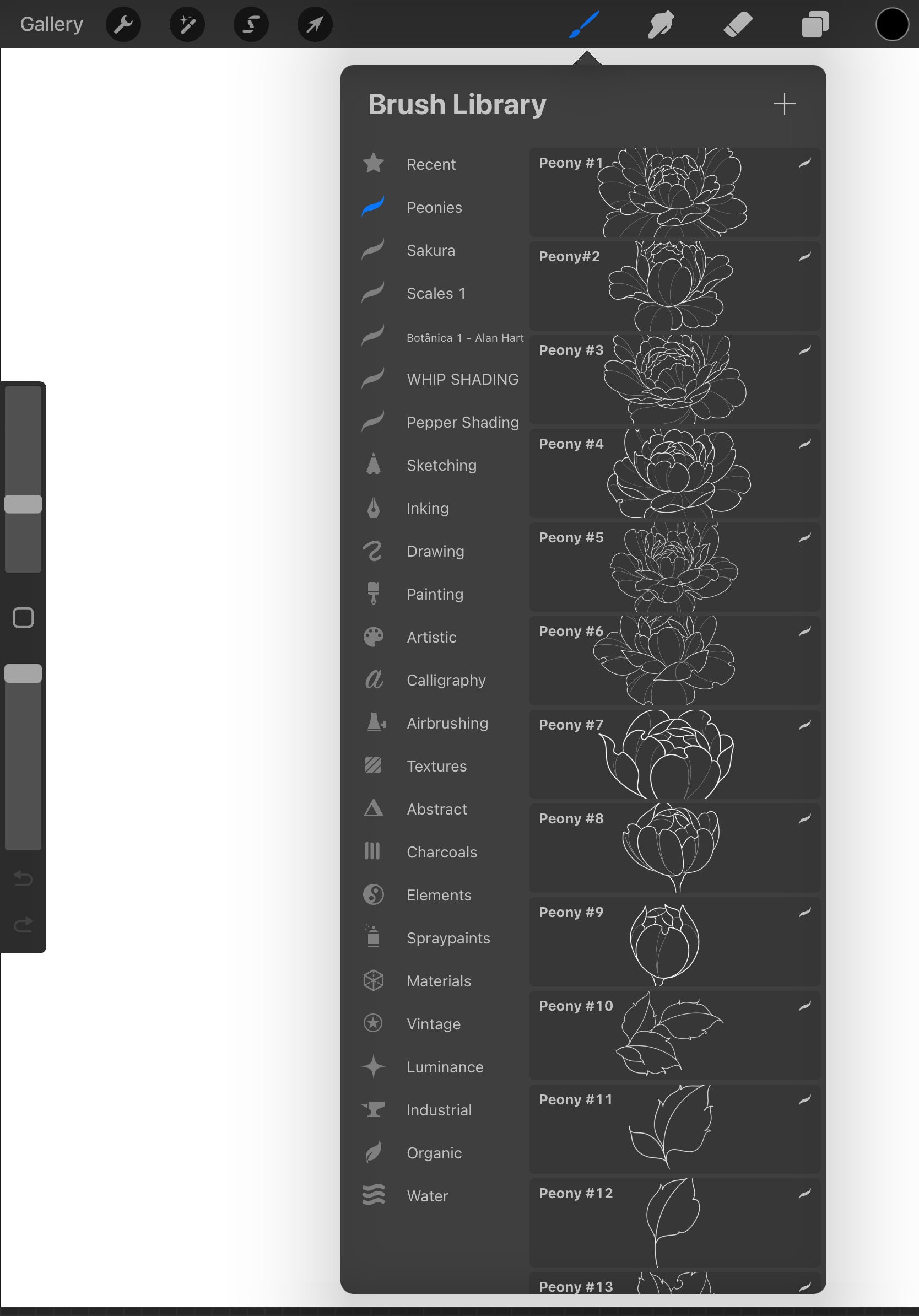 Peony Procreate Brush Set/unique Tattoo Stamp Brushes/digital Art