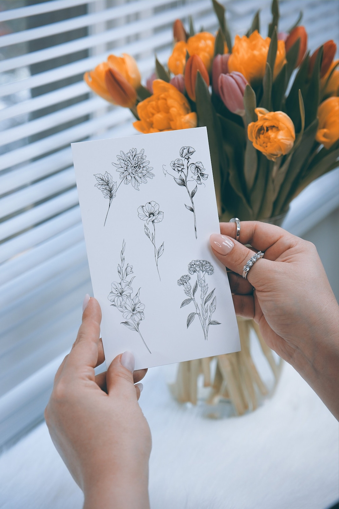 Temporary Tattoos Birth Month Flowers Set#3 Chrysanthemum,sweet Pea ...