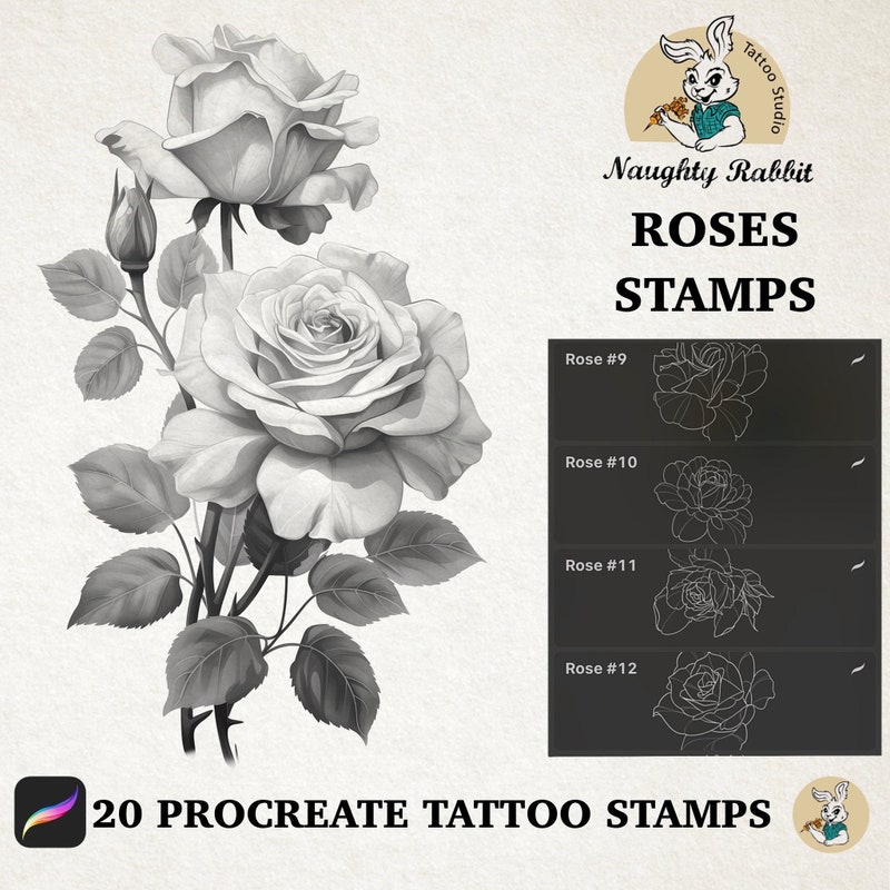 Rose Tattoo Stencil - Etsy