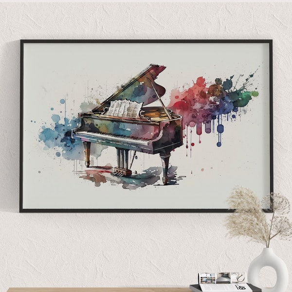 Piano Watercolor Art | Watercolor Musician | Musical Wall Art | Printable Wall Art | Piano Art | Piano Wall Art | Watercolor Piano Poster