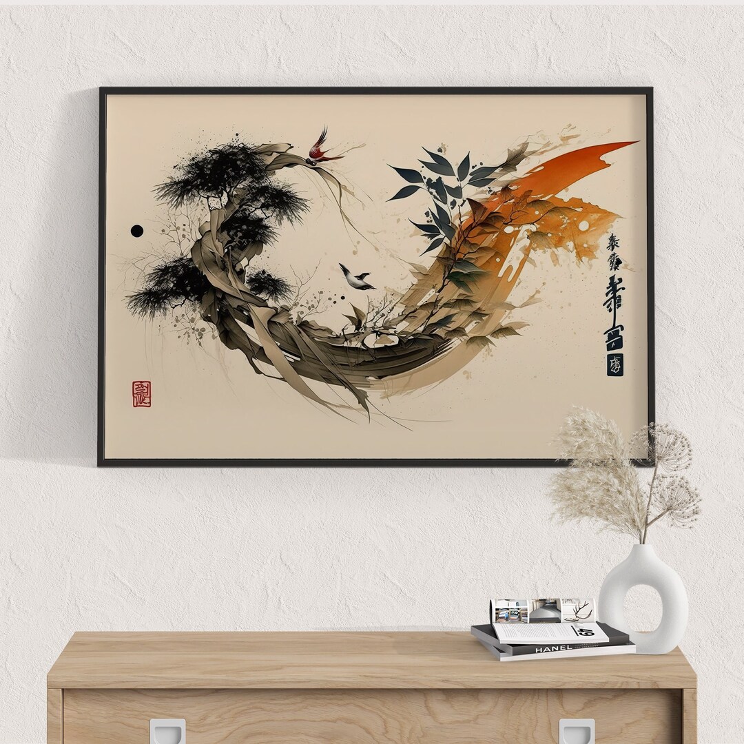 Japanese Sumie Ink Art Japanese Ink Art Japanese Etsy