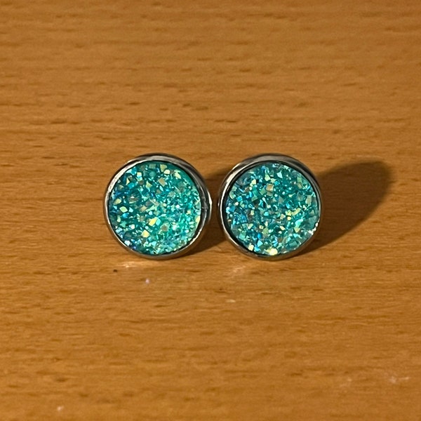 Turquoise Druzy Studs