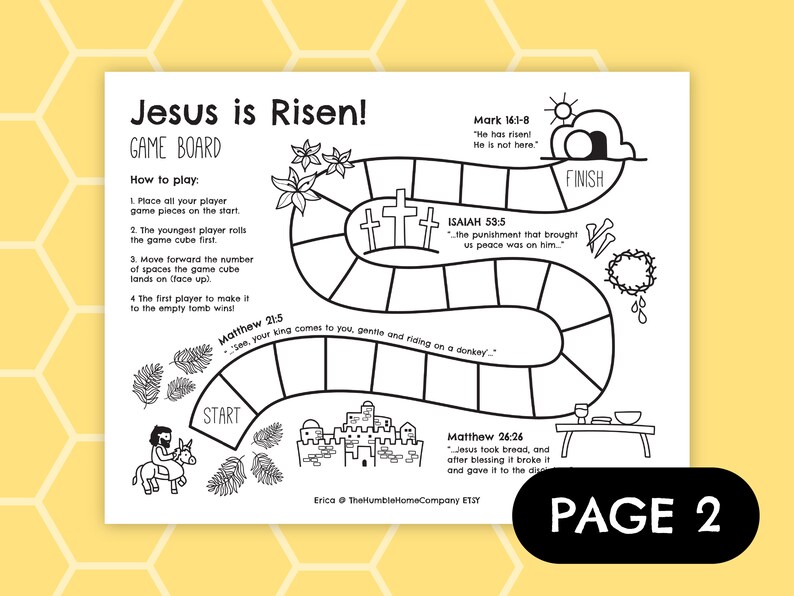 Jesus is Risen Board Game Craft Sunday School Activity Kids Paper