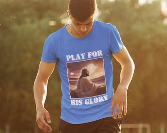 Jesus Christ T-Shirt of Jesus at a Baseball Field Jesus at Baseball Game Athlete Shirt Play for His Glory Religious Shirt