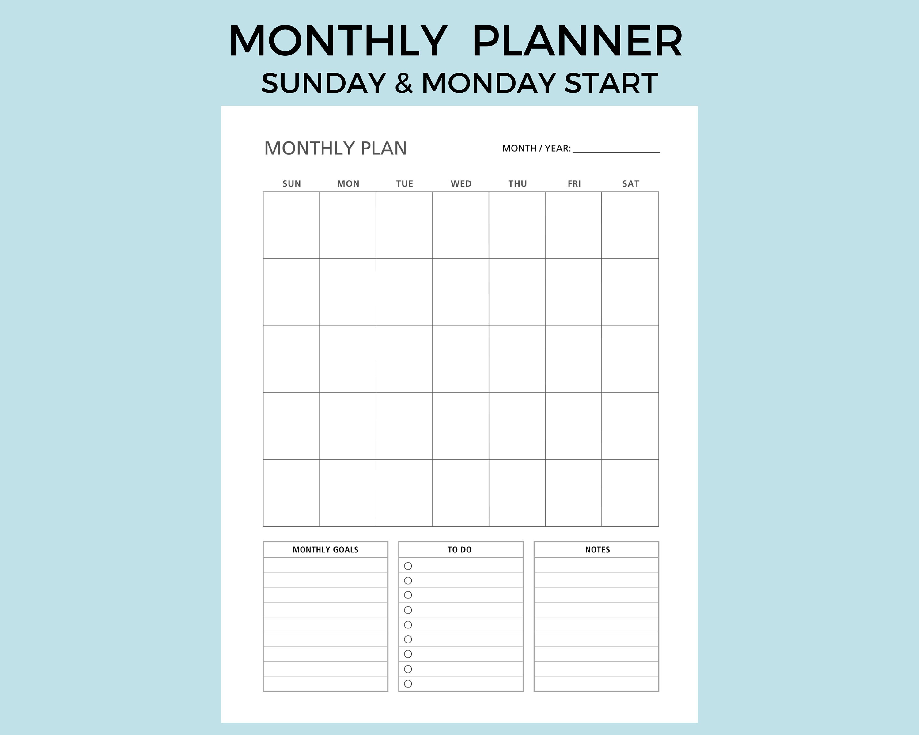 Daily Weekly Monthly Planner Printable, Daily Planner, Weekly Planner ...