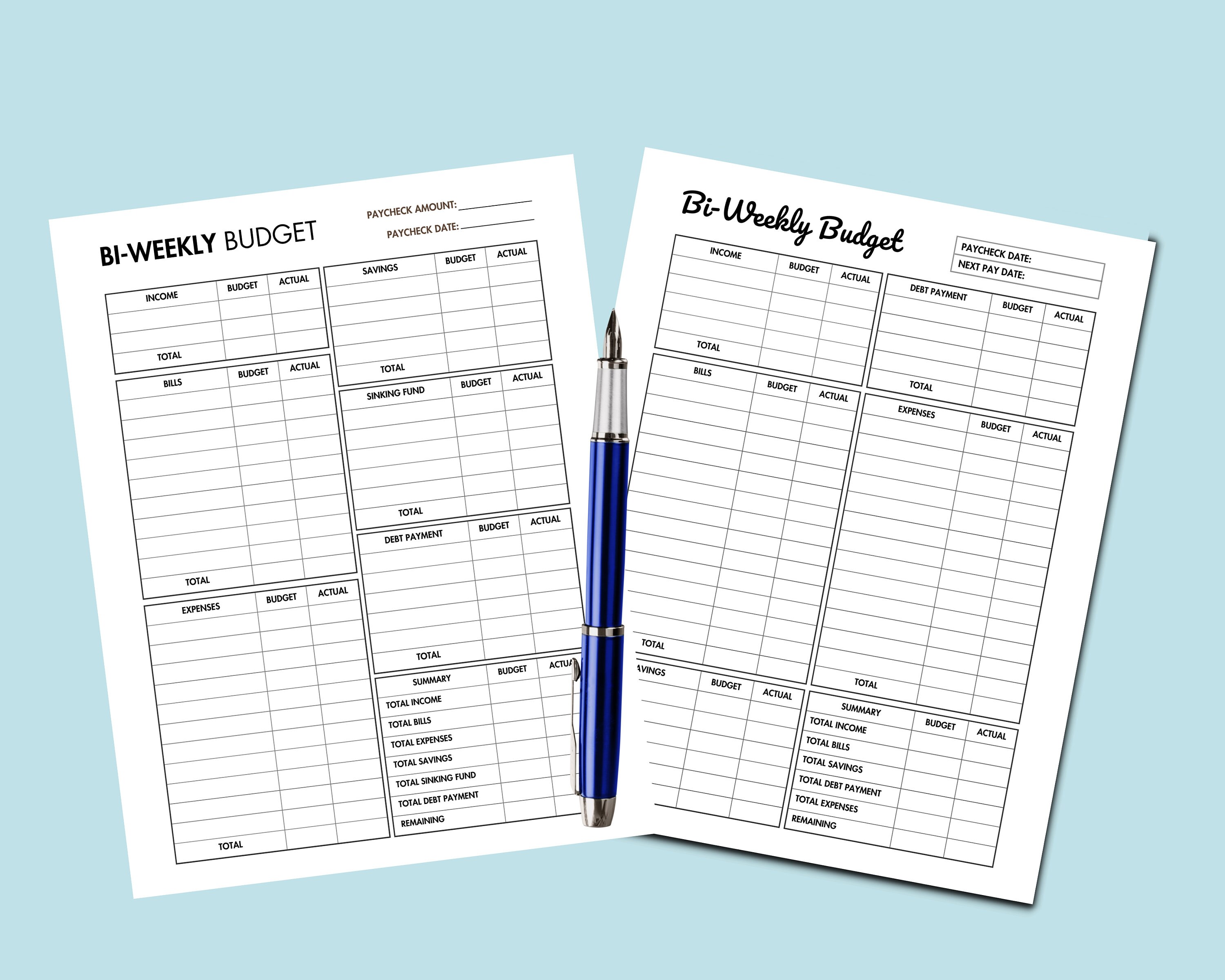 Bi-weekly Budget Printable Bi-weekly Paycheck Planner Budget by ...
