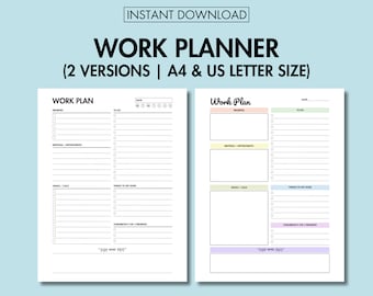 Work Planner Printable Daily Work Day Organizer Office Task Planner, Office Organizer Work To Do List Daily Work Schedule Daily Task Planner