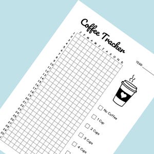 Coffee Tracker Printable Caffeine Log Year in Pixel Daily Yearly Health ...