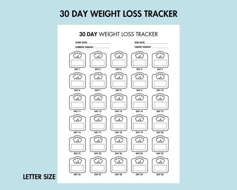 Body Measurement Tracker Printable Monthly Weight Loss Chart PDF Weight ...
