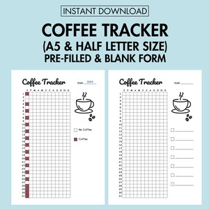 Coffee Tracker Printable Caffeine Tracker No Coffee Challenge, Year in ...