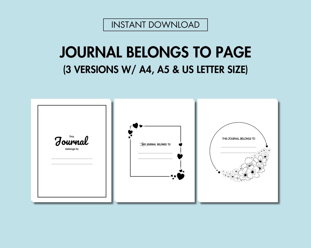 This Journal Belongs to Page Printable Journal Title Cover Page ...