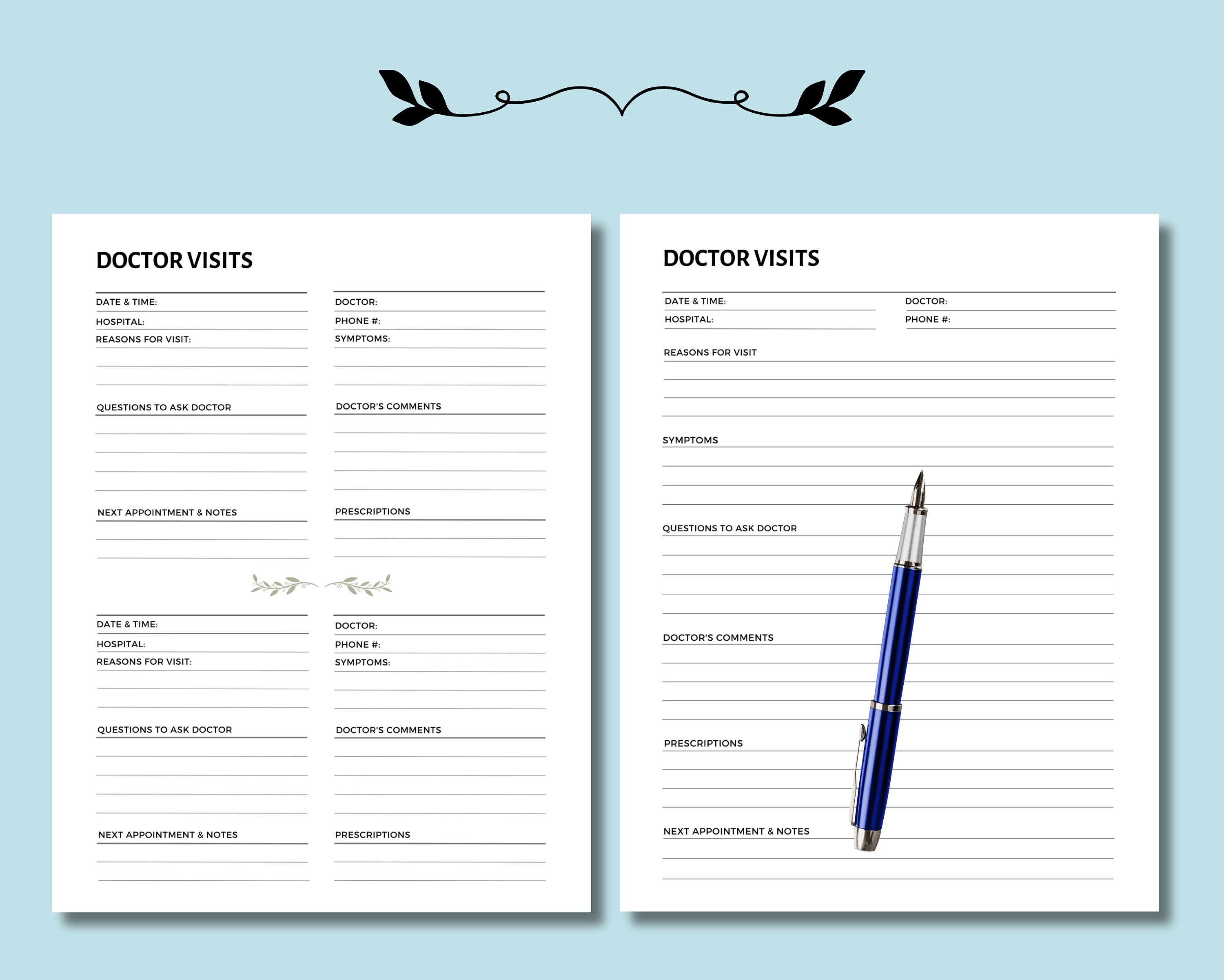 Visit Tracker Chart Doctor Visit Tracker Printable Medical Appointment Tracker PDF ...