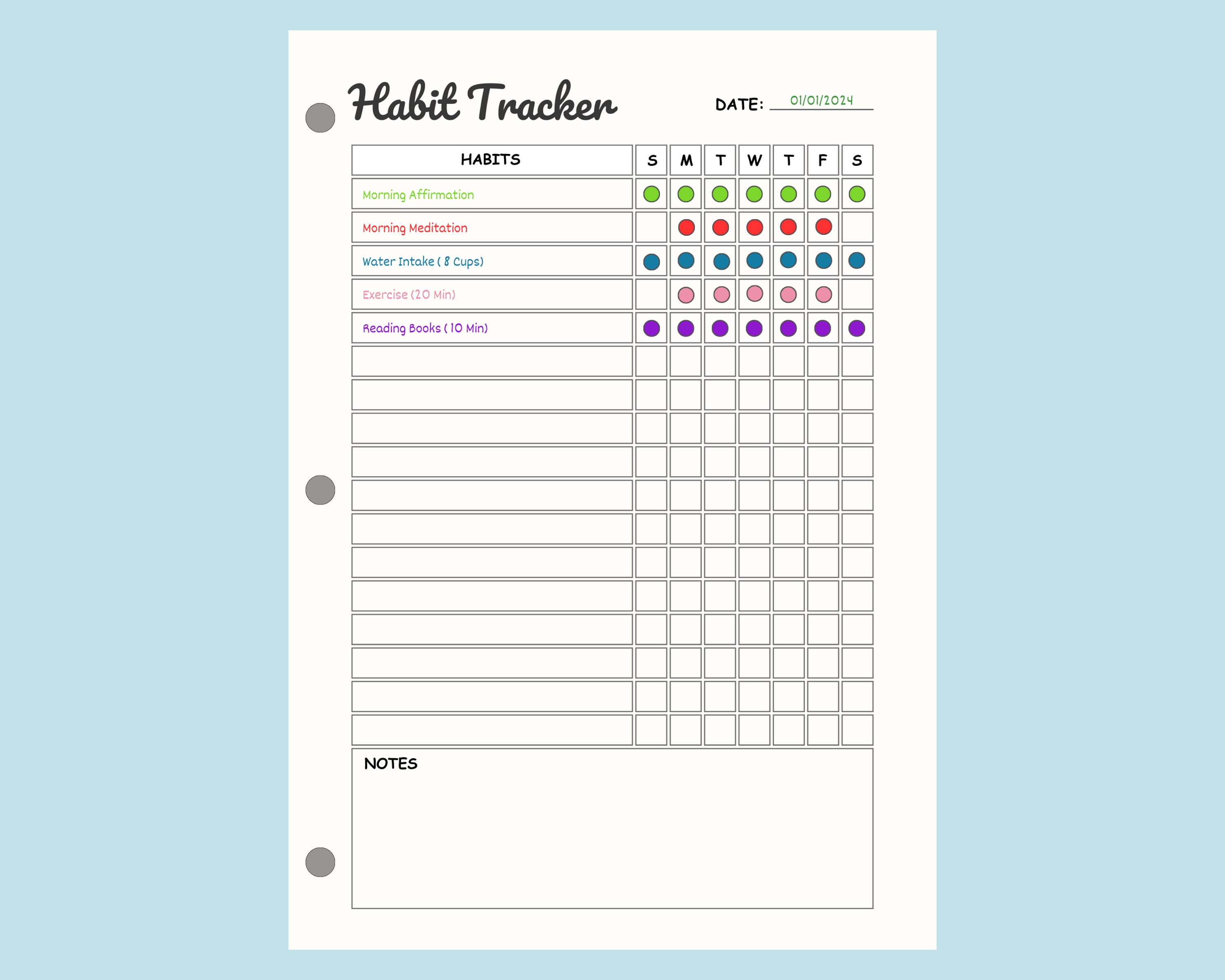 Weekly Habit Tracker Printable Habit Challenge PDF Daily Routine ...