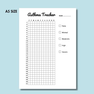 Asthma Tracker Printable Monthly Asthma Log & Inhaler Tracker ...