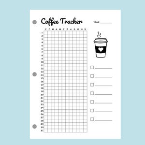 Coffee Tracker Printable Caffeine Log Year in Pixel Daily Yearly Health ...