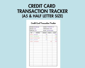 Rastreador de transacciones de tarjetas de crédito, rastreador de deudas imprimible en PDF, planificador de finanzas personales, rastreador de pagos de débito imprimible, registro de liquidación de deudas, tamaño A5
