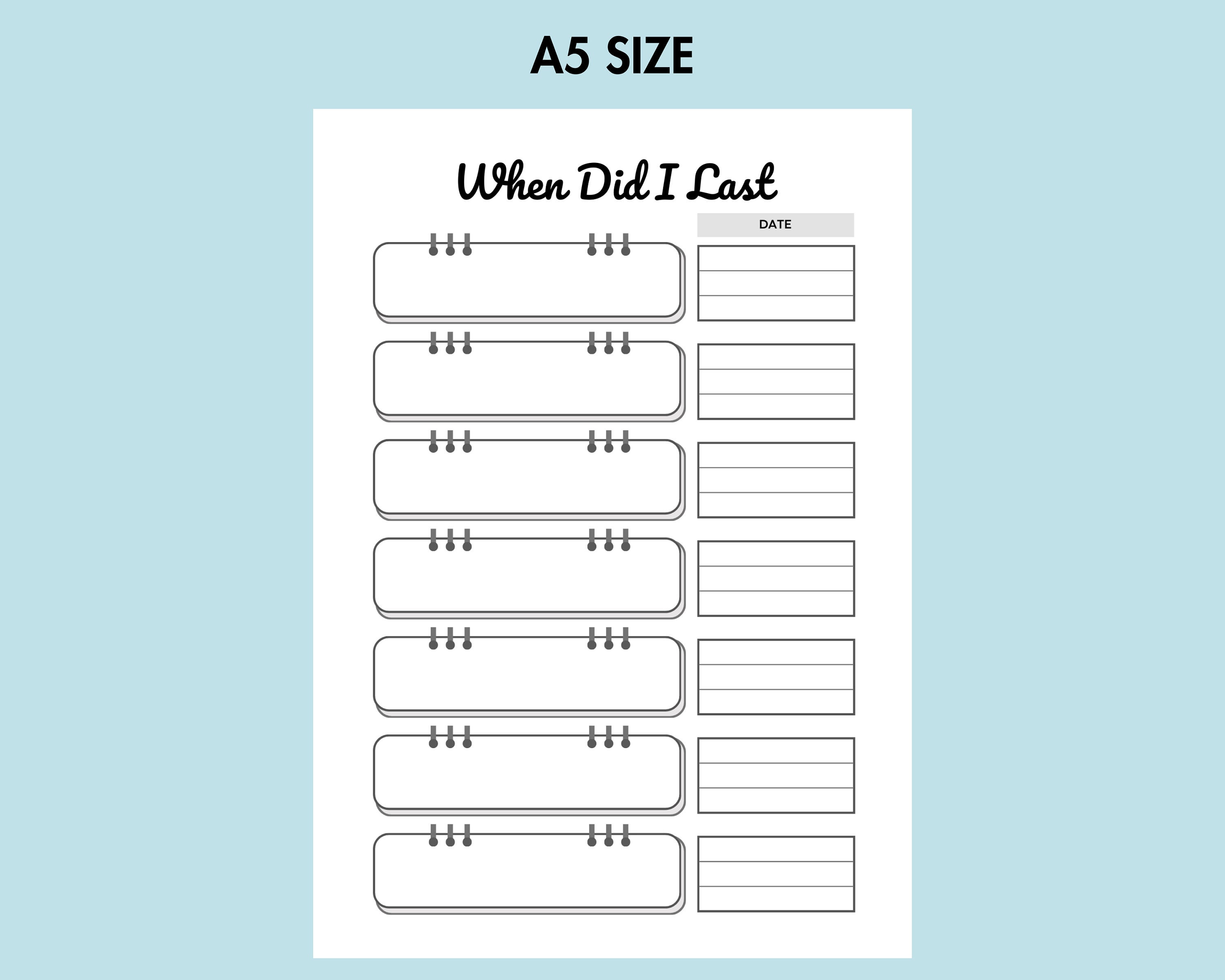 Recurring Task Log Printable Task Reminder PDF When Did I Last ...