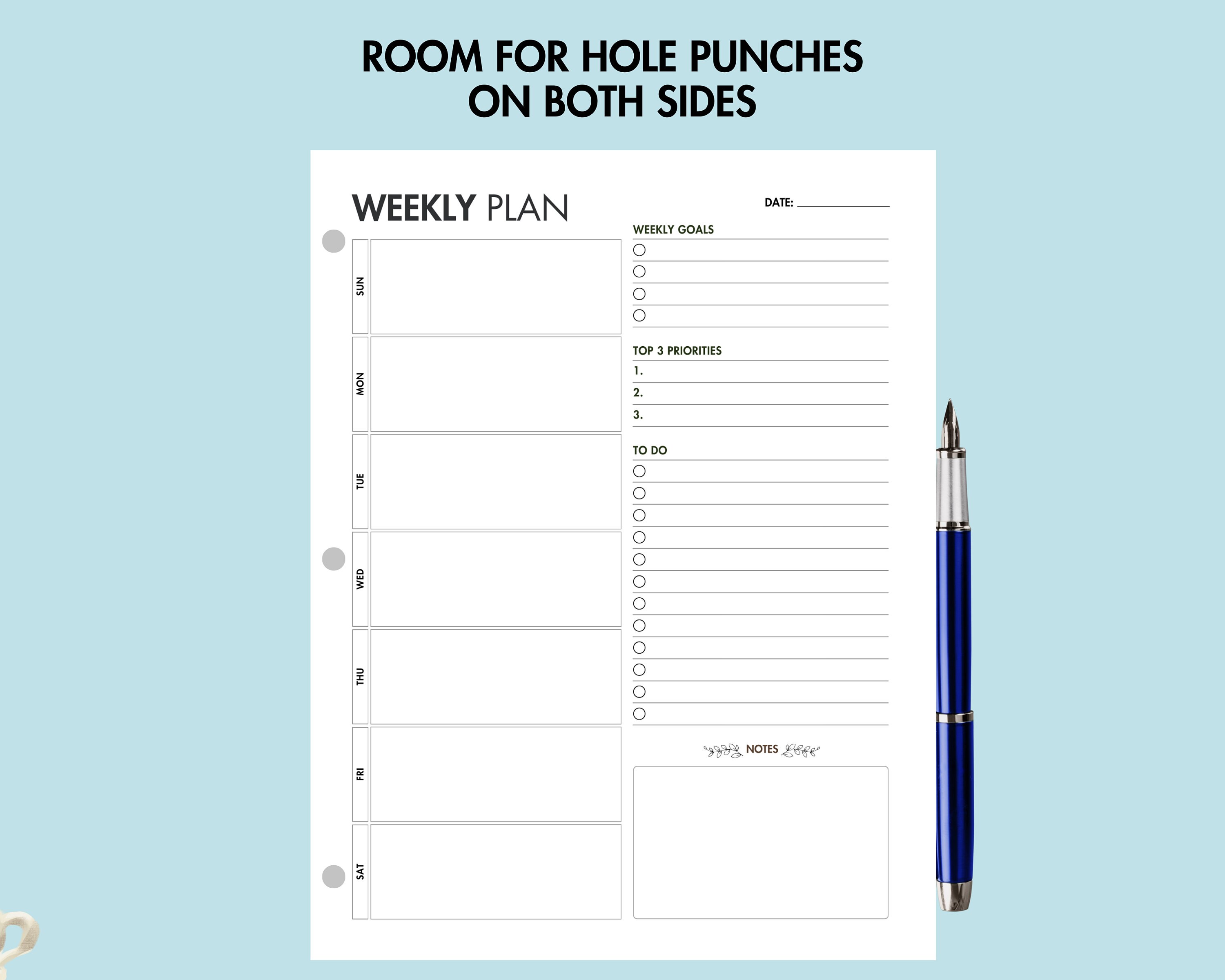 Weekly Planner Undated Printable Weekly Work Schedule PDF Weekly to Do ...