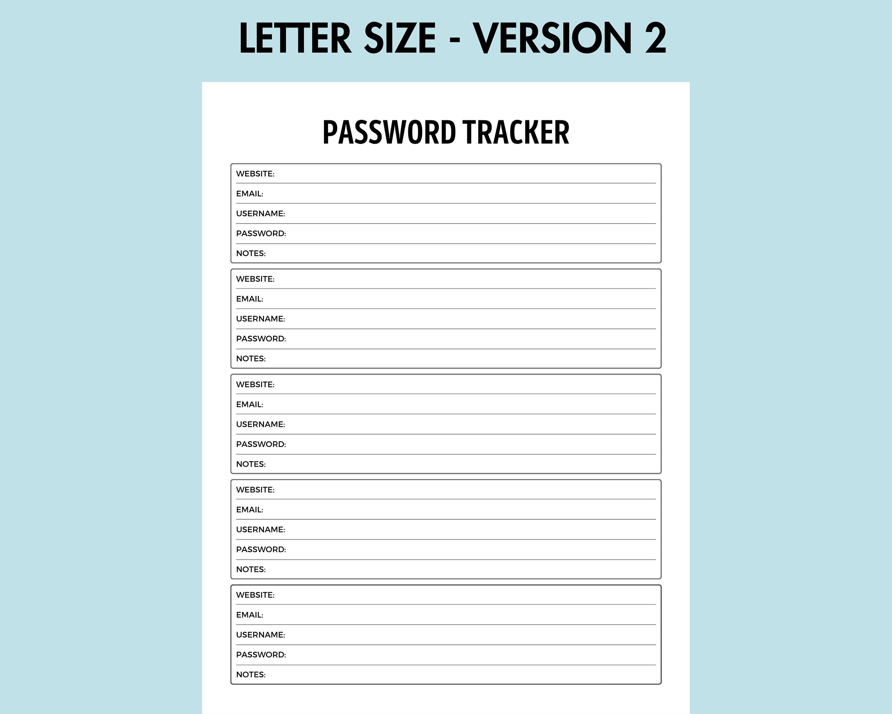 Password Tracker Printable Password Organizer PDF Password Planner ...