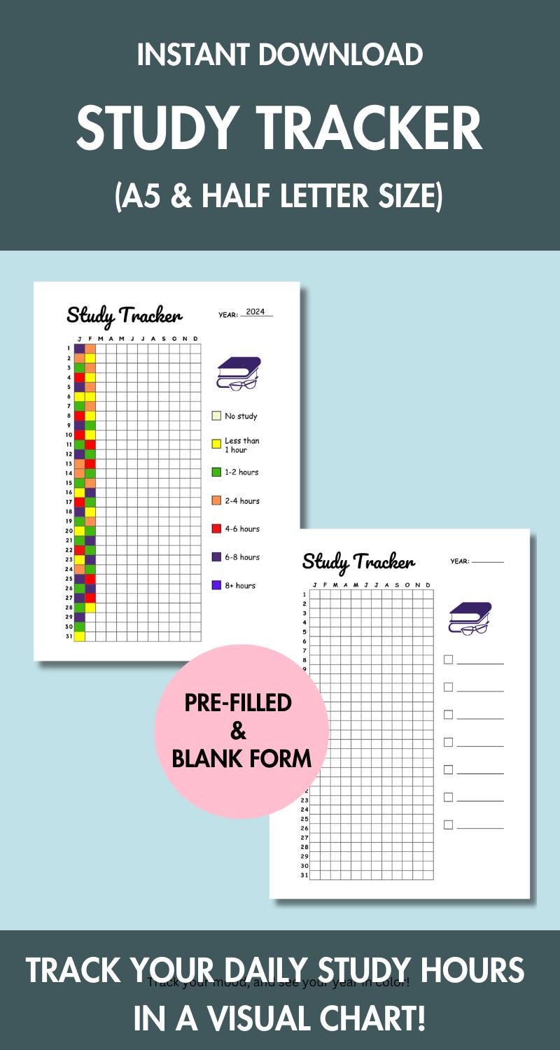 Study Tracker for Time Management Printable Daily Study Tracker for ...