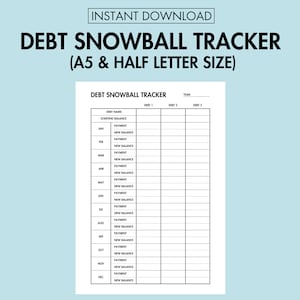 Debt Snowball Tracker Printable Debt Payoff Tracker Debt Payment Log, Personal Finance Planner Printable Debt Free Planner A5 Journal Page