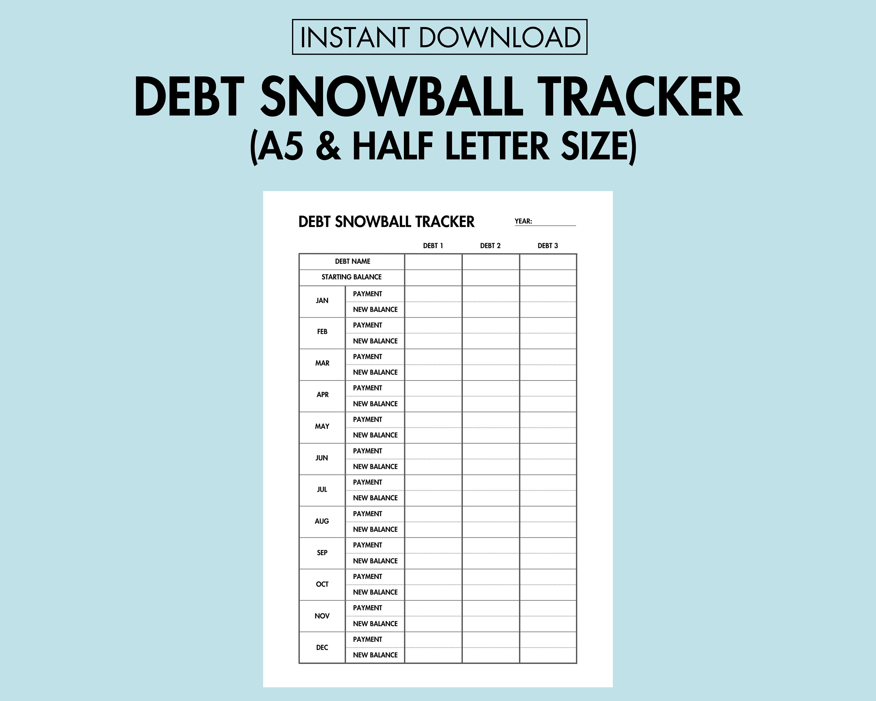 Debt Snowball Tracker Printable Debt Payoff Tracker Debt Payment Log ...