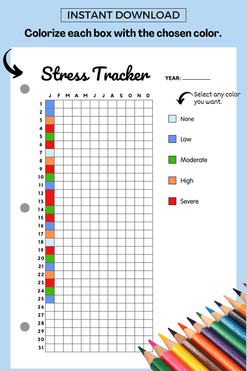 Stress Tracker Printable, Self Care Journal, A5 Planner Inserts ...