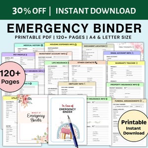 Emergency Binder Printable End of Life Planner What If Binder Household Planner PDF  Binder Medical Binder Life Binder Funeral Planner PDF