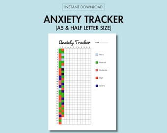 Anxiety Tracker Printable Anxiety Log Journal Page Daily Yearly Anxiety Journal Page Anxiety Worksheet Year in Pixel Mental Health Tracker