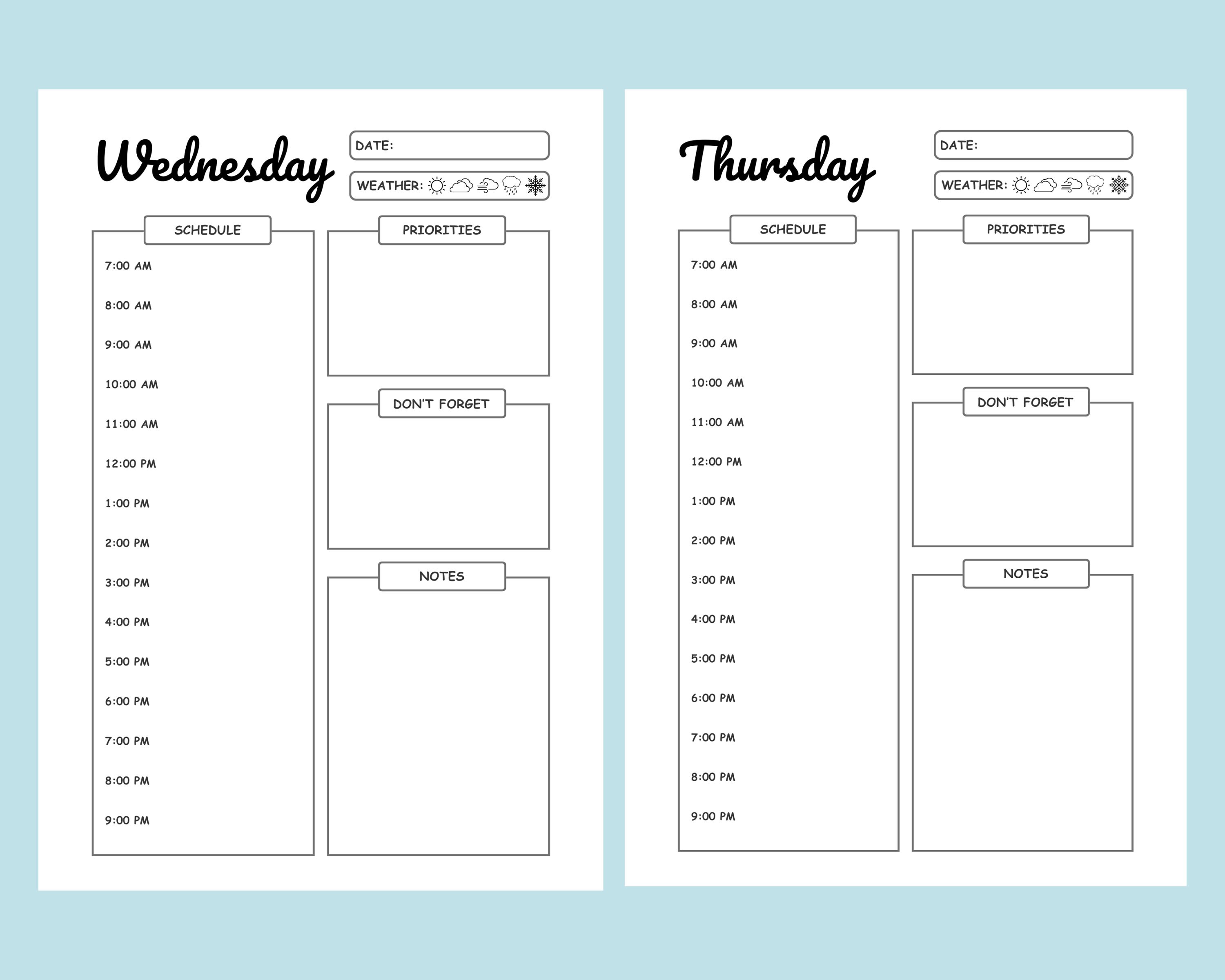 Daily Planner Undated Printable Daily Work Planner PDF Daily to Do List ...