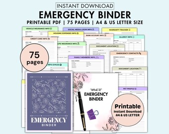 Emergency Binder Printable What If Binder Emergency Planner Just In Case Binder Family Life Binder Household Planner Medical Binder PDF