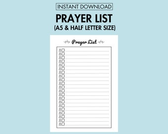 Prayer List Printable Daily Prayer List Organizer PDF, Family Prayer Request List Printable Prayer and Reflection List Prayer Journal Page