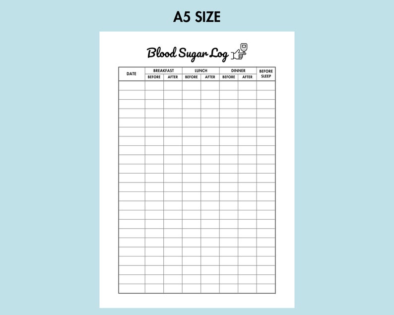 Blood Sugar Log Printable Diabetes Log Sheet PDF Daily Glucose Level ...