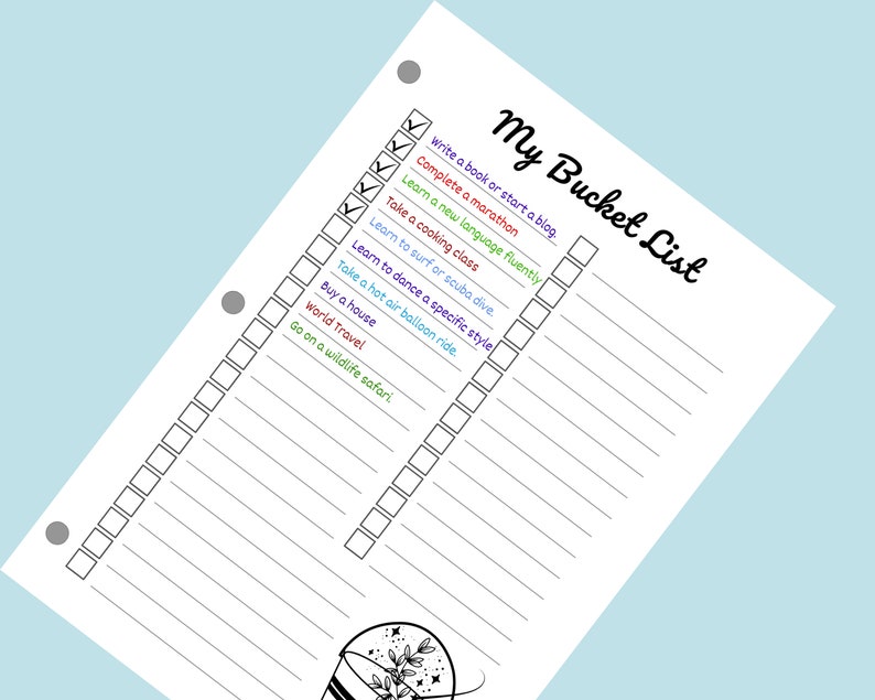 Bucket List Tracker for Life Goal Wishlist Tracker Printable Travel ...