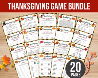 Thanksgiving Game Printable Thanksgiving Family Game Bundle, 20 Family Thanksgiving Party Games, Thanksgiving Activity, Thanksgiving Trivia