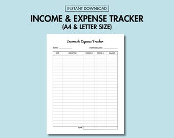 Income and Expense Tracker Printable, Personal Financial Planner PDF, Money Tracker, Daily Finance Management