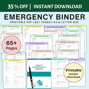 Emergency Binder Printable In Case of Emergency Binder What If Emergency Planner Household Planner Binder Just In Case Family Binder